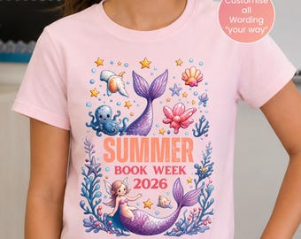 Personalised Mermaid Book Week 2026 Shirt, Under the Sea T-Shirt for Kids, Teachers & Librarians, Custom Name School Parade Tee