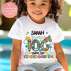 Personalised 100 Days of School Rainbow Shirt, Custom Name Kids T-Shirt, Kindergarten to Year 7, 100th Day School Tee, Rainbow Gift