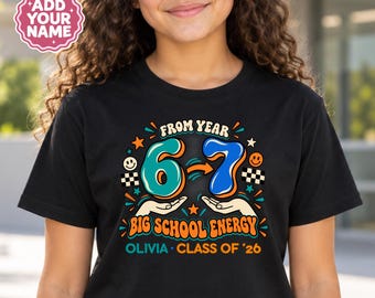 Personalised Year 6 Graduation Shirt, From Year 6 to 7 Kids T-Shirt, Class of 2026 Primary School Leavers Tee