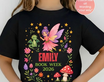 Personalised Fairy and Dragon Book Week 2026 Shirt, Fantasy T-Shirt for Kids, Teachers & Librarians, Custom School Parade Tee