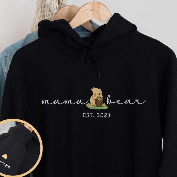 Mama Bear Hoodie | Personalise with Names on Sleeve | Custom Hoodie | Mother's Day Gift | Mum Gift | Gift for Her | Birthday Gift | Nan Gift