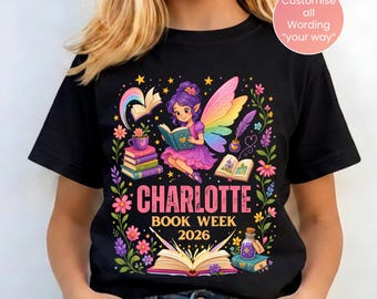 Personalised Reading Fairy Book Week 2026 Shirt, Book Lover T-Shirt for Kids, Teachers & Librarians, Custom School Parade Tee