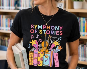 Symphony of Stories Teacher Shirt, Book Week 2026 T-Shirt for Librarians and School Staff
