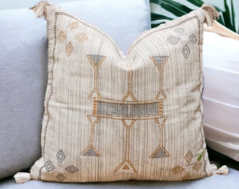 Boho throw pillow cases | 20X20 pillow cover | Gray pillow cover | Embroidery pillow cover | Designer pillow cover | Couch pillow cover