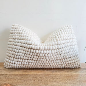 Popcorn Wollkissen Bezug | 12X20 Handgemachtes Dekokissen | Strukturiertes Akzentkissen für Sofa | Kuscheliger Wollkissenbezug für Wohnzimmer Dekor