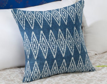 Indigo Blue Cotton Pillow Cover | Handmade Striped Pillowcase | Decorative Pillow Cover | Home Decor Pillow | Farmhouse Decor