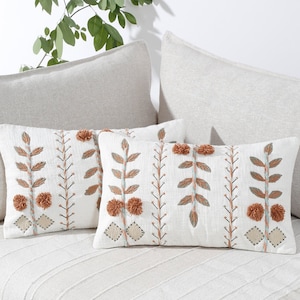 12X20 set of 2 Elegant Embroidered Cotton Pillow Cover |  Classic Look for Every Room | Decorative Pillowcase | Couch Pillow | Gift For Her