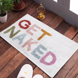 Hand Tufted Bathmat | Non Slip Designer Bath Rug | Handmade Cotton Bathroom Mat | Quick Dry & Water Soaking | Anti Skid Bathmat for Home
