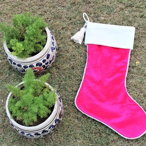 Christmas Pink Velvet Stocking\ Tassels Stockings\  stockings for Gift\ Holiday Gift Stocking