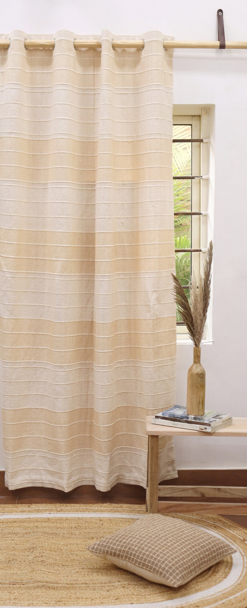Handloom Texture Stripe Curtains for Living Room Grommet Style Etsy