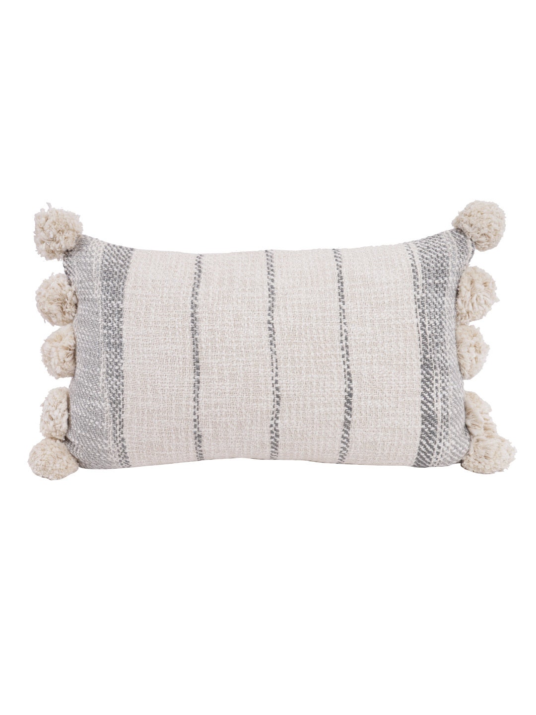 Gray Stripe Pillow Cover Pom Pom Pillow Cover 12X20 Pillow Etsy
