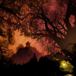 Paris, Parc des Buttes Chaumont on a rainy spring night
