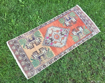 Colorful small rug, Door mat rug, Entryway rug, Oushak small rug, Patio rug, Bedside rug, Vintage bath mat, Turkish small rug, 2x3 rug