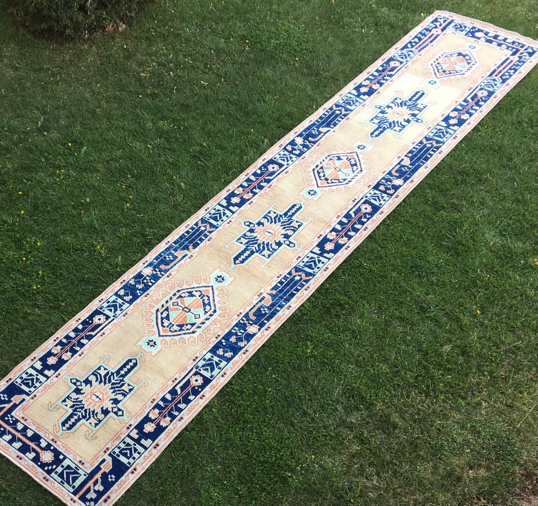 Hallway Turkish Runner Rug Farmhouse Decor Hand Knotted Oushak Runner