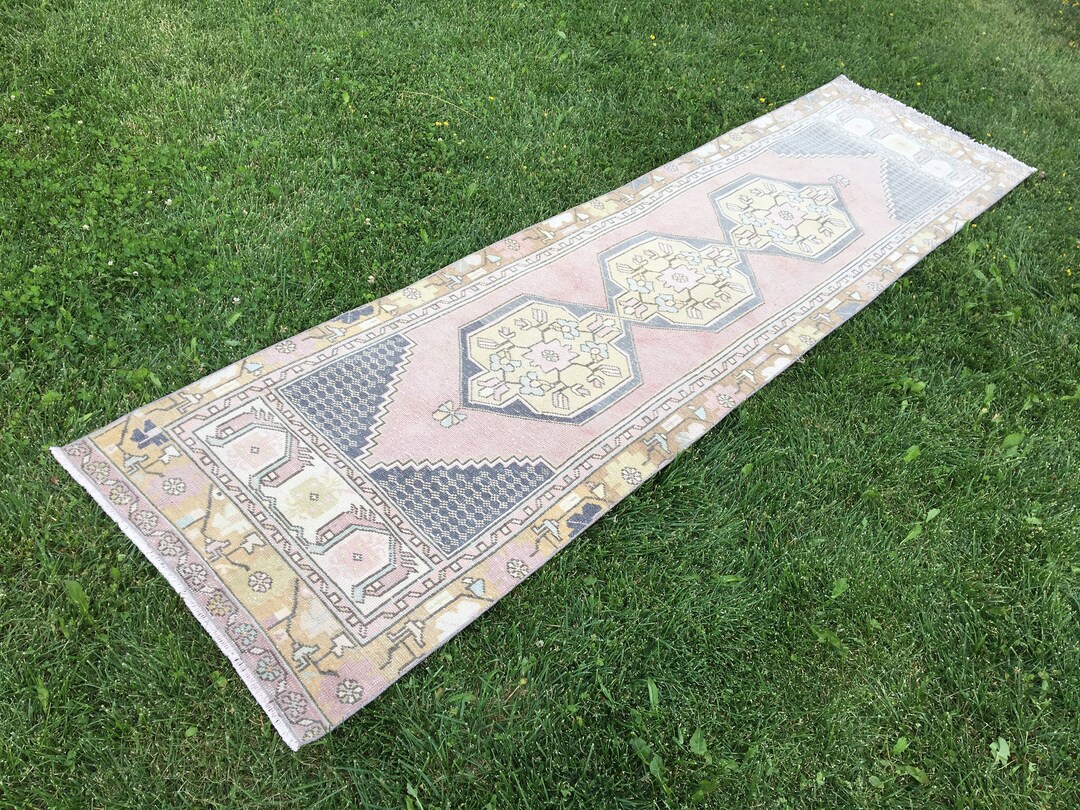 Pastel Turkish Runner Rug: Vintage Wool Hallway Rug (2’6 X 10’) - Etsy