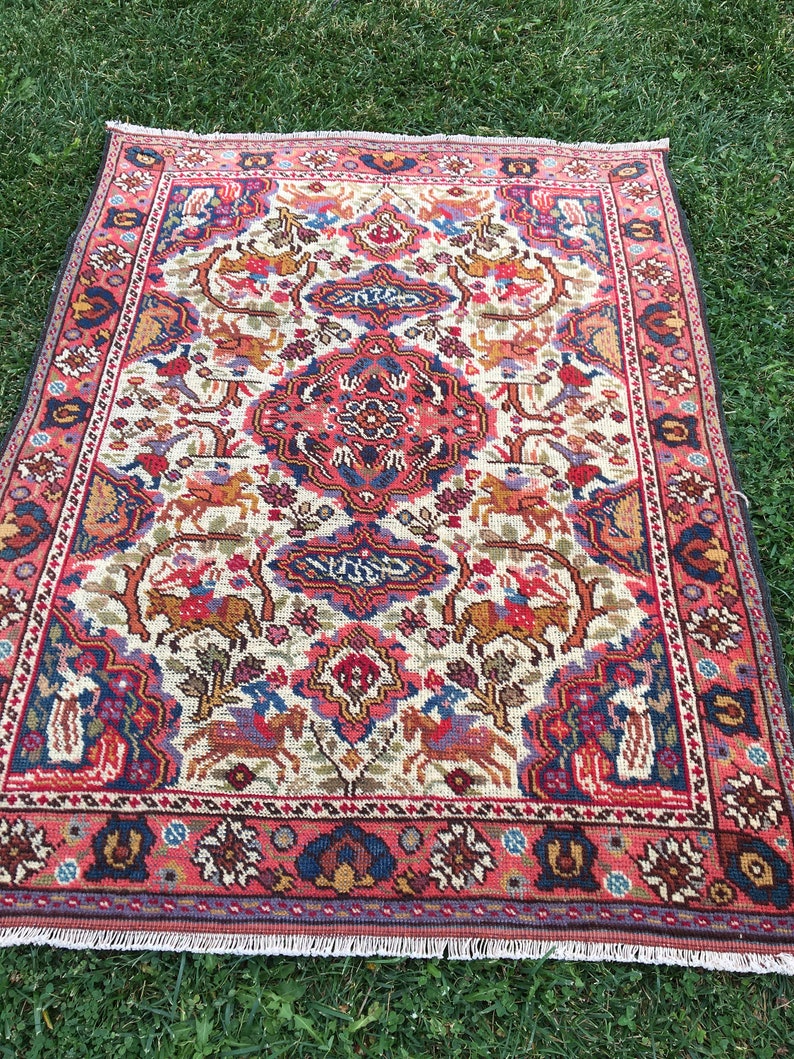 Vintage Persian 3x4 Rug, Handmade Antique Rug, Area Carpet, Farmhouse