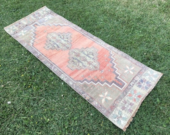 Blush Turkish Runner Rug: Vintage Oushak Hallway Decor (2x6)