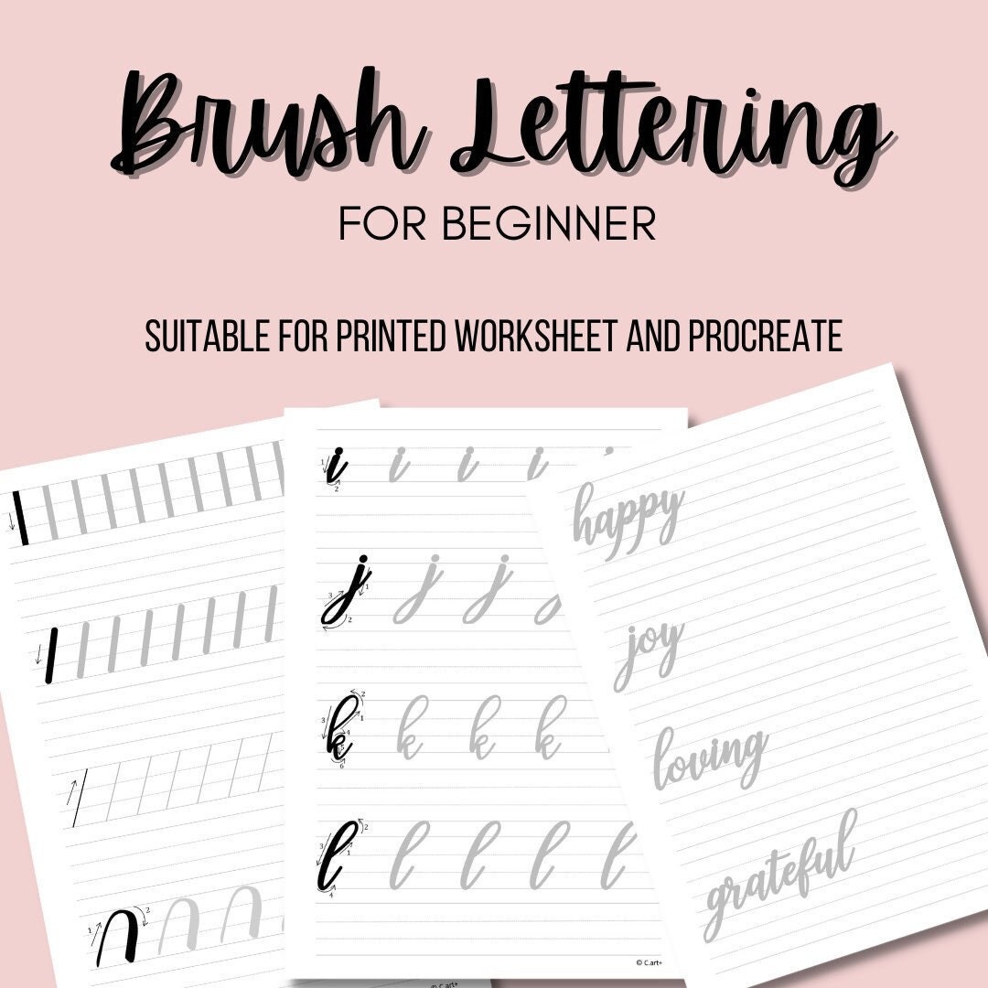 Brush Print Lettering Guide Lettering Workbook Traceable Workbook 