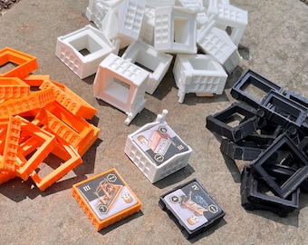 Brass Birmingham 3d Buildings - Bases for industry tiles - 41 pieces - Coal, Iron, Cotton factories - token organizers