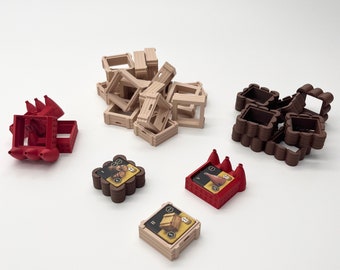 Brass Birmingham 3d Buildings - Bases for industry tiles - 34 pieces - Kilns, Breweries, and Crates - token organizers