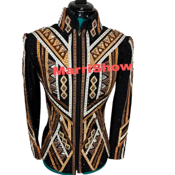 Black Western Show Jacket: Rhinestone Horsemanship Riding Jacket  display picture 1