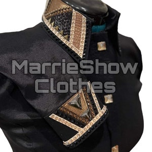 Western show Shirt for Horsemanship Horse riding jacket for women Black base and Stones