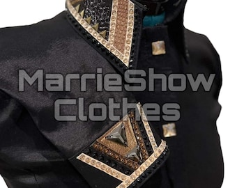 Western show Shirt for Horsemanship Horse riding jacket for women Black base and Stones
