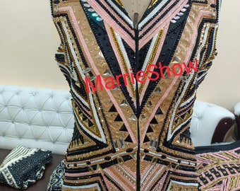 Black Show Vest: Western Horsemanship Jacket with Stones