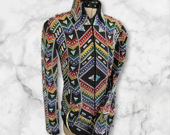 Rhinestone Western Show Jacket: Handmade Crystal Rodeo Cowgirl Equestrian Wear