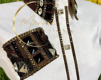 White Western Show Shirt: Embellished Horsemanship Jacket