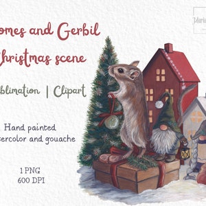Aquarelle et gouache Oiseaux de Noël Clipart