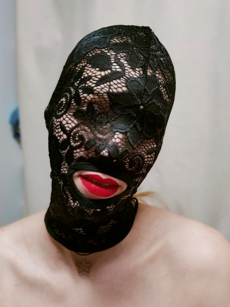 BDSM Mask Lace Face Mask Witz Zipper Black Mask Fetish Mask Sexy