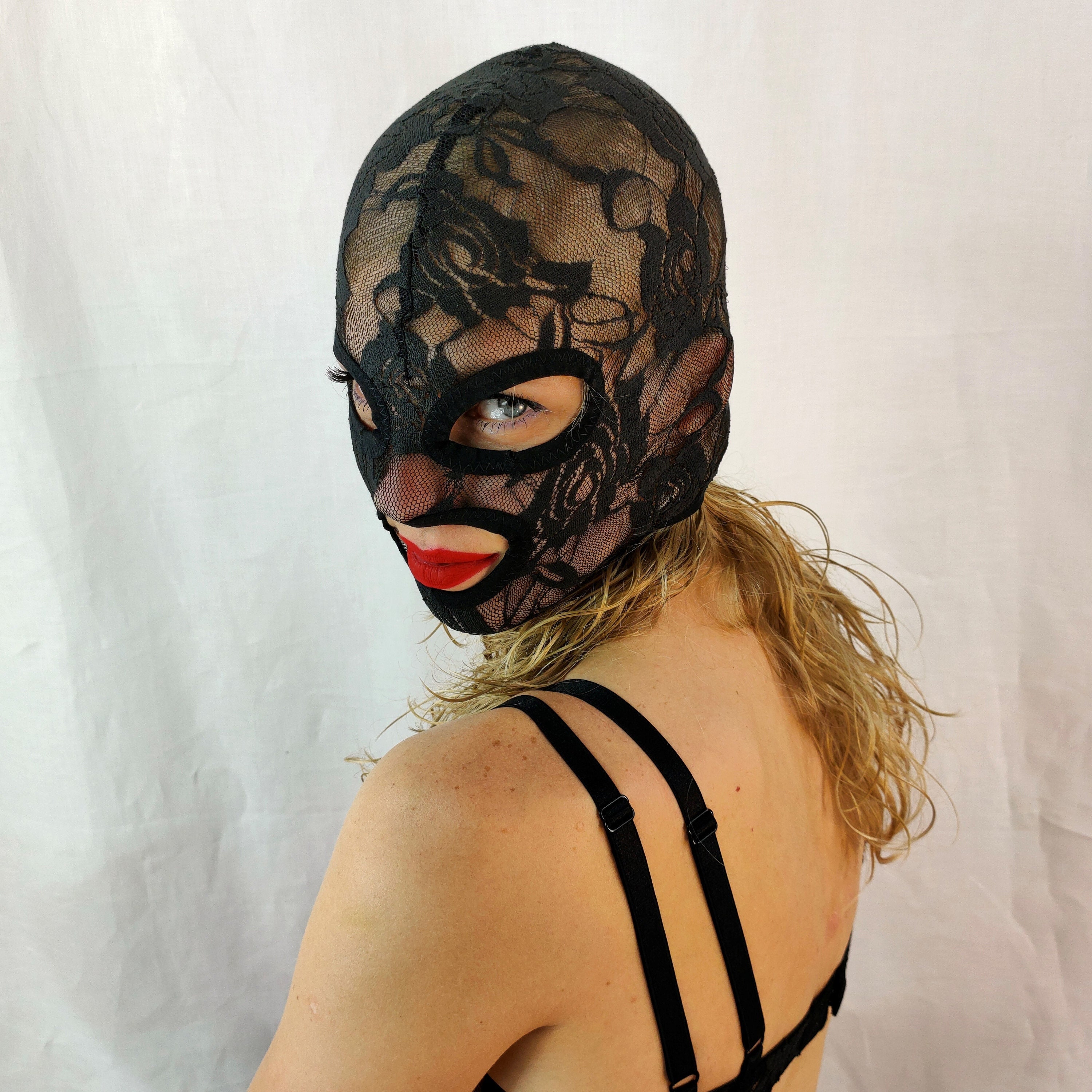 Black Mask Sexy Mask Bdsm Mask Lace Face Mask Fetish Mask Etsy