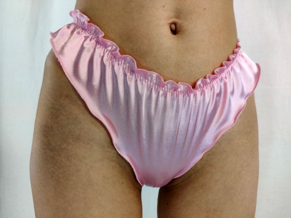 Rose Ruffled Panties, Sissy Panties, Romantic Satin Panties, Silky