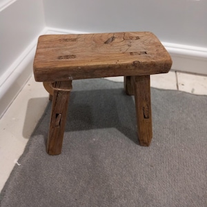 Vintage Handcrafted Baby Reclaimed Elm Stool  Farmhouse Decor, Rustic Decor, Cottage Decor, Modern Rustic, Home Accent, Primitive Stool