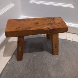 Vintage Handcrafted Baby Reclaimed Elm Stool  Farmhouse Decor, Rustic Decor, Cottage Decor, Modern Rustic, Home Accent, Primitive Stool