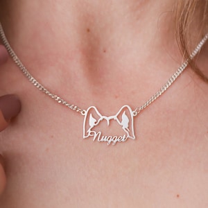 Personalized Dog Ear Name Necklace For Her, Silver Dog Name Necklace, Dog Mom Necklace, Pet Memorial Gift, Mother Necklace, Mothers Day Gift