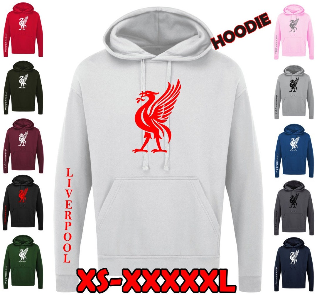 Felpa Con Cappuccio Liverpool FC Ufficiale - In Pile Con Stemma Liverbird, Taglie S-XXL
