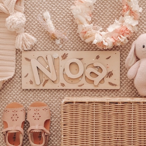 Personalized Wooden Name Puzzle, Baby Gift, Nursery Decor, Boho, Kids puzzle, Wood puzzle, 1st Birthday Gift Name Puzzle, Jigsaw, Engraved