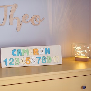 Personalized Name Wooden, Name Puzzle, Baby Gift, Nursery Decor, Puzzle, Kids puzzle, Wood puzzle, 1st Birthday Gift Name Puzzle, Numbers