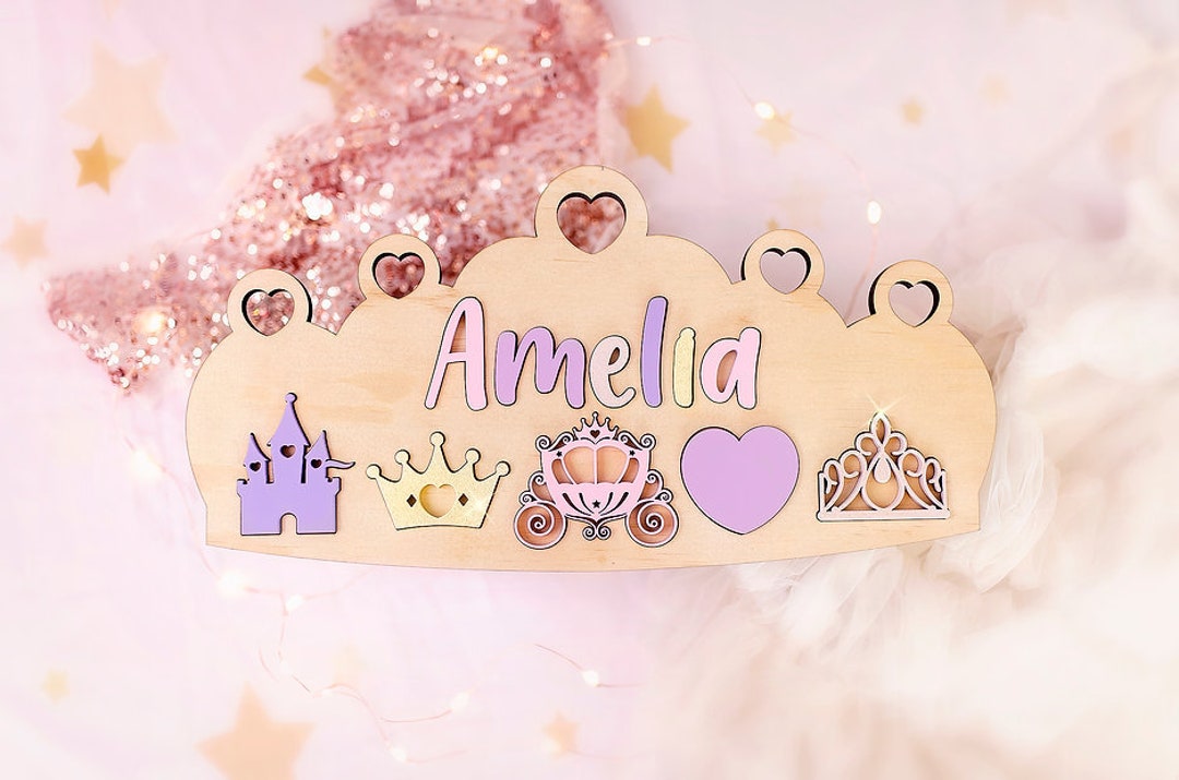 Princess, Crown, Tiara, Wooden Name Puzzle, Baby Gift, Nursery Decor