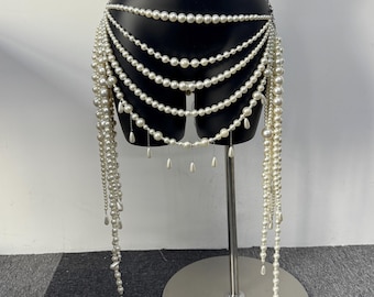 Pearl Body Chain Skirt, Festival Jewelry,Pearl accessories,gift for her