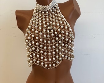 Pearl Body Chain Jewelry Fashion Underwear Chain Bra Chain Vest Chain Pearl Body Jewelry