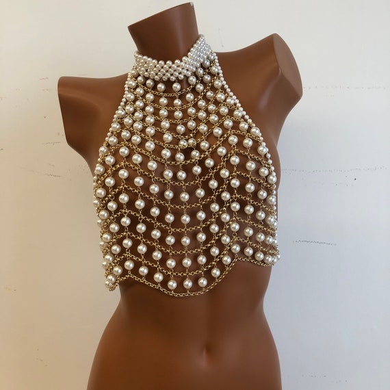 Pearl Body Chain Jewelry Fashion Underwear Chain Bra Chain Vest