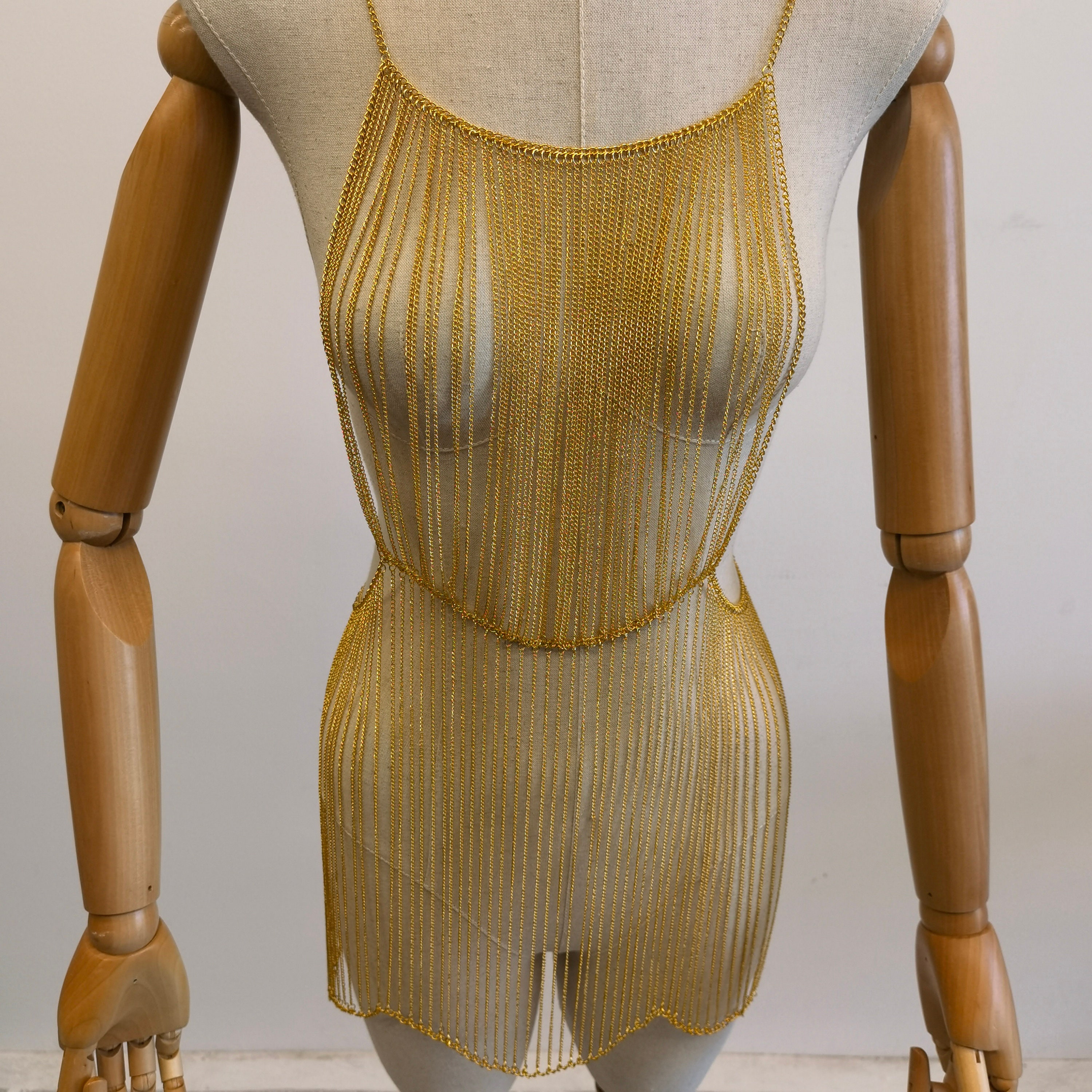 Gold Chain Dress Mini Chain Dress Gold Body Chain Etsy