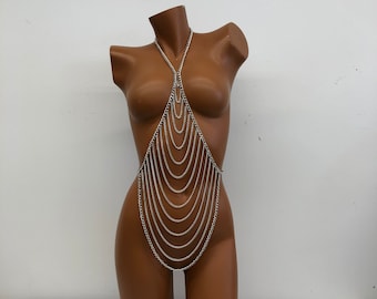 Body chain bra, chain bra, body chain, body jewelry, body necklace, body strap, chain bra