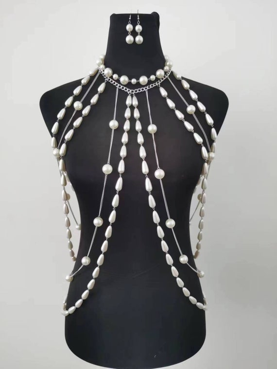 Pearl Chain Bra, Body Jewelry, Sexy Pearl Necklace -  Ireland