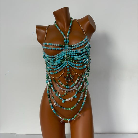 アクセサリー minami jewelry / torso Handmade Pearl Body Chain,bridal Body Jewelry,pearl Body Chain Bra