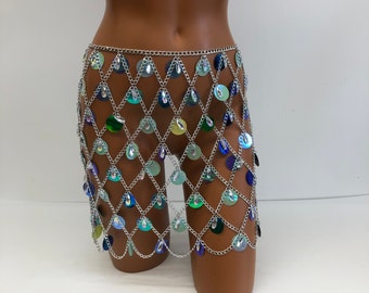 Chain skirt | sequin chain skirt | waist chain | belly chain | party dress | holiday jewelry | body chain jewelry|