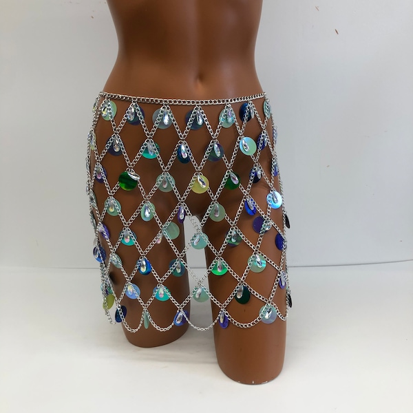 Chain skirt | sequin chain skirt | waist chain | belly chain | party dress | holiday jewelry | body chain jewelry|